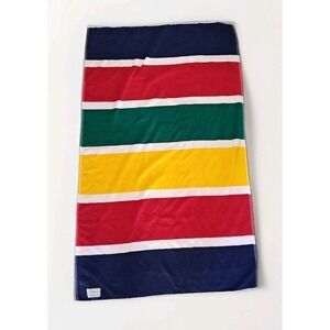 Vintage 90s Large Beach Towel Colorful Stripes Cotton Hong Kong  36 x 60 DTI
